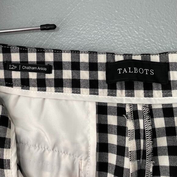 Talbots Chatham Ankle Pants Size 12 Petite Black White Gingham Preppy Pin Up - Picture 7 of 14